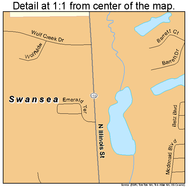 Swansea, Illinois road map detail