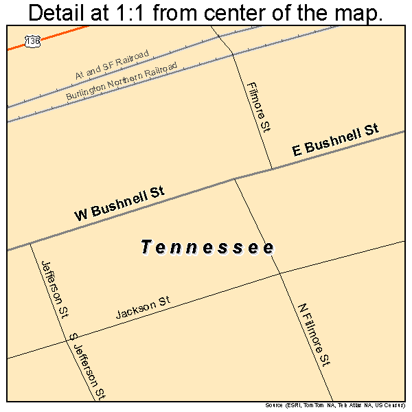 Tennessee, Illinois road map detail