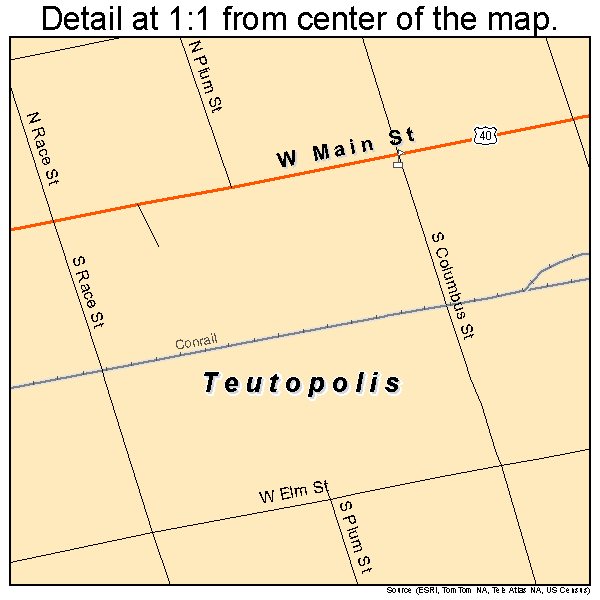 Teutopolis, Illinois road map detail