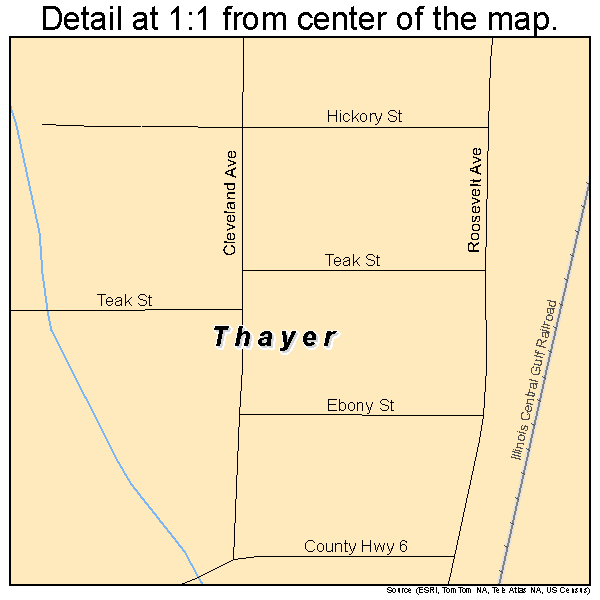 Thayer, Illinois road map detail