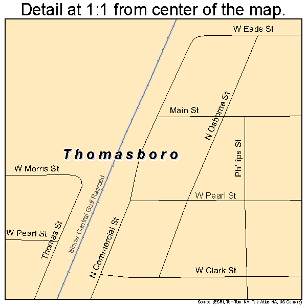 Thomasboro, Illinois road map detail