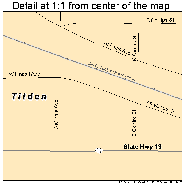 Tilden, Illinois road map detail