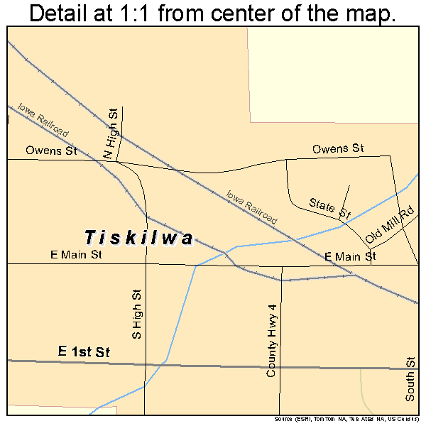 Tiskilwa, Illinois road map detail