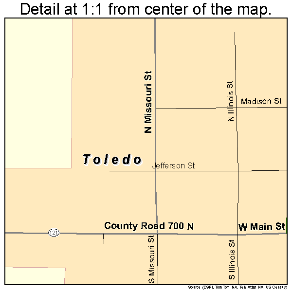 Toledo, Illinois road map detail