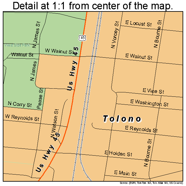 Tolono, Illinois road map detail