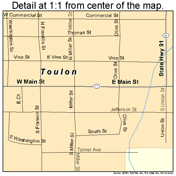 Toulon, Illinois road map detail