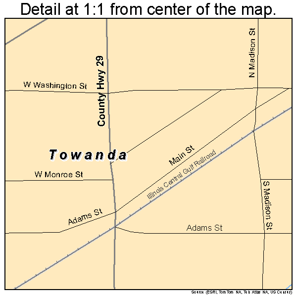 Towanda, Illinois road map detail