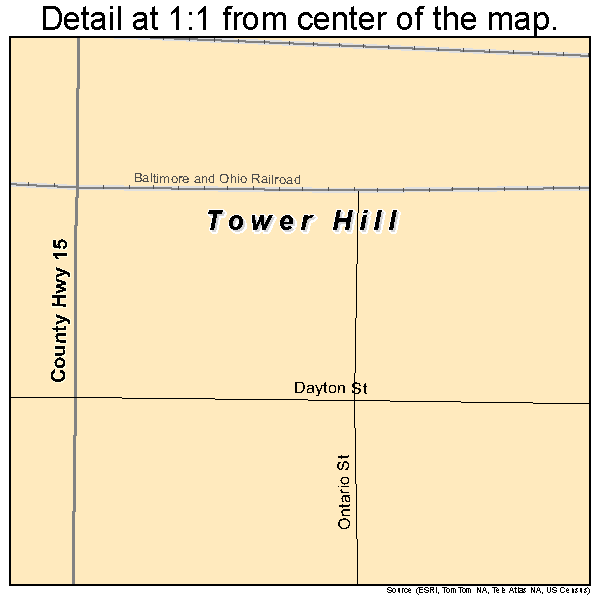 Tower Hill, Illinois road map detail