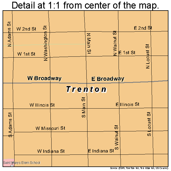 Trenton, Illinois road map detail