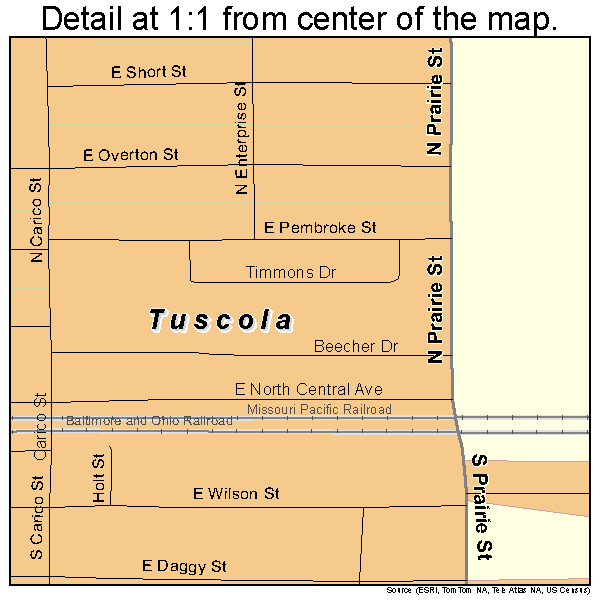 Tuscola, Illinois road map detail