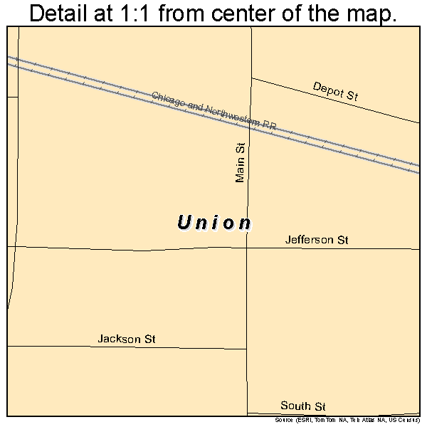 Union, Illinois road map detail