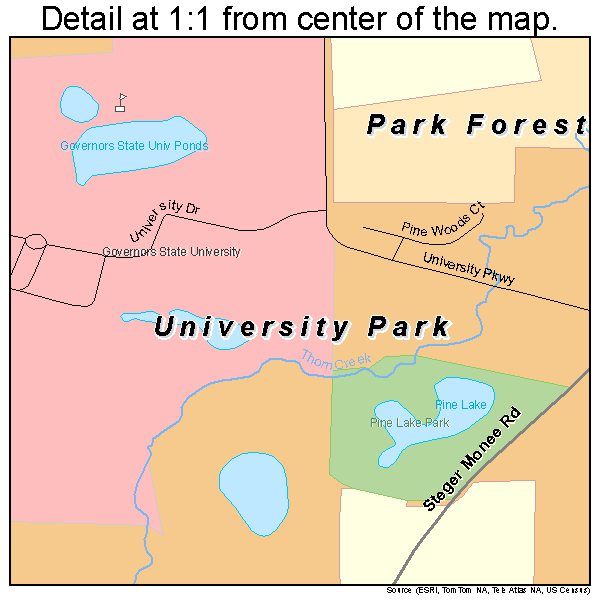 University Park, Illinois road map detail