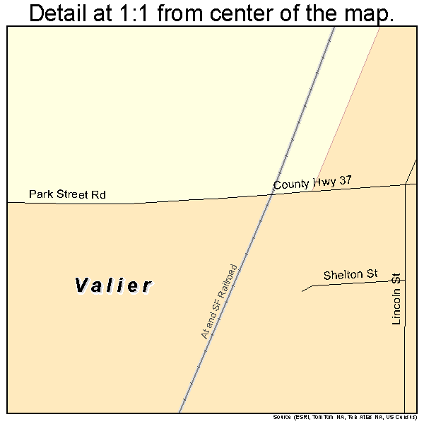 Valier, Illinois road map detail