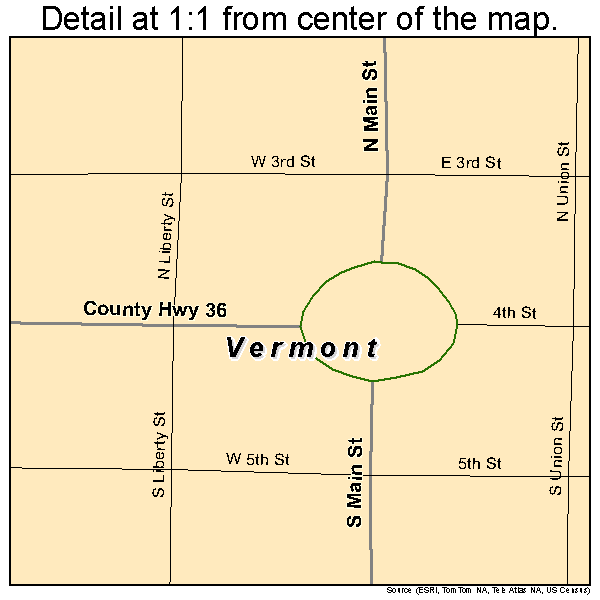 Vermont, Illinois road map detail