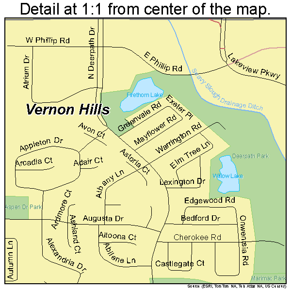 Vernon Hills, Illinois road map detail