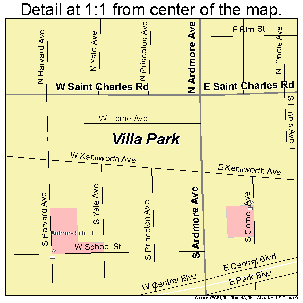 Villa Park, Illinois road map detail
