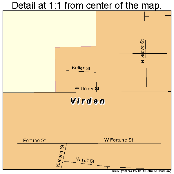 Virden, Illinois road map detail
