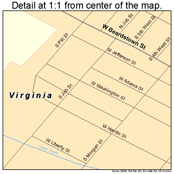 Virginia, Illinois road map detail