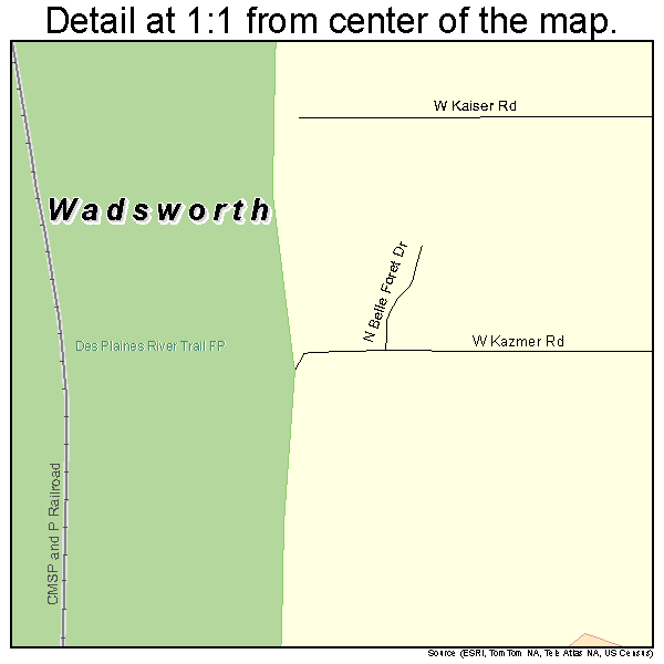 Wadsworth, Illinois road map detail