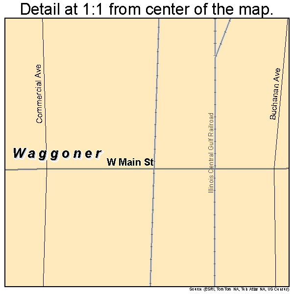 Waggoner, Illinois road map detail