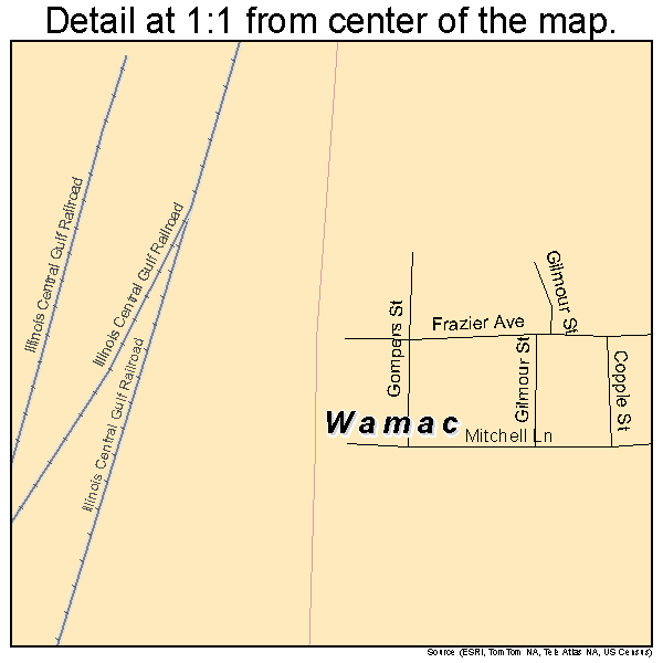 Wamac, Illinois road map detail