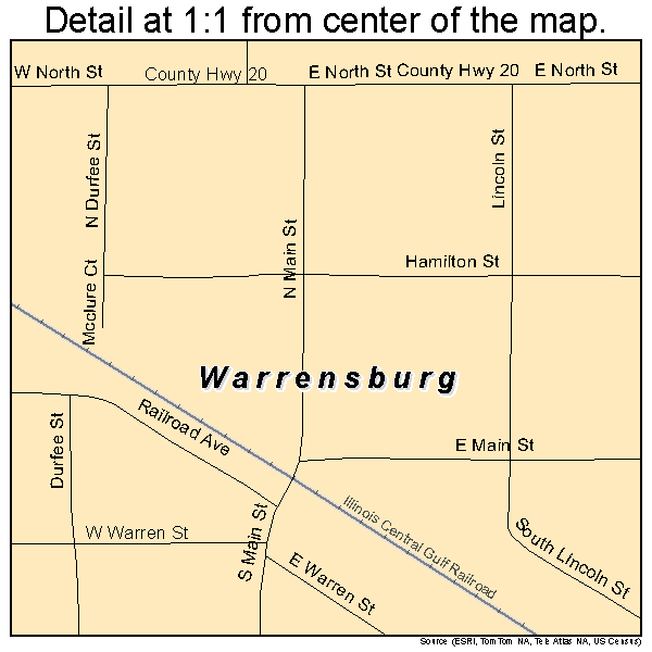 Warrensburg, Illinois road map detail