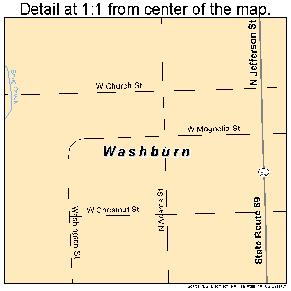 Washburn, Illinois road map detail