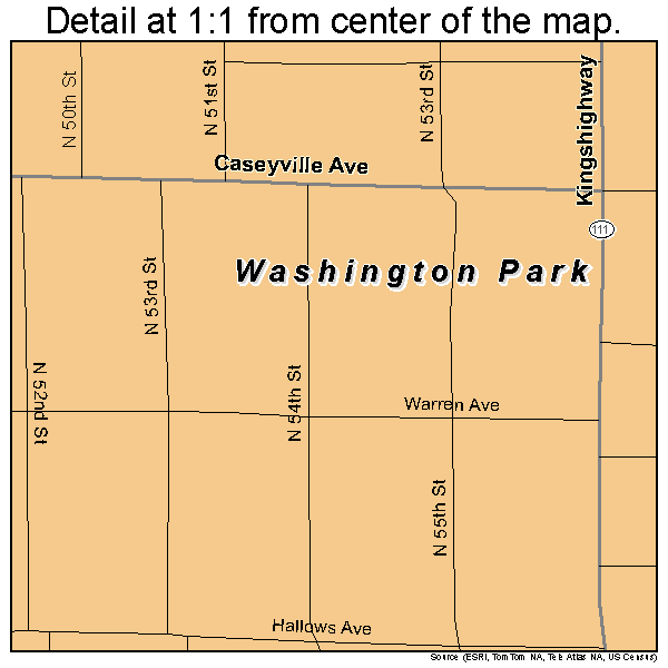 Washington Park, Illinois road map detail