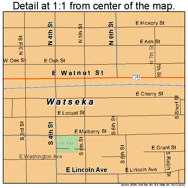Watseka, Illinois road map detail