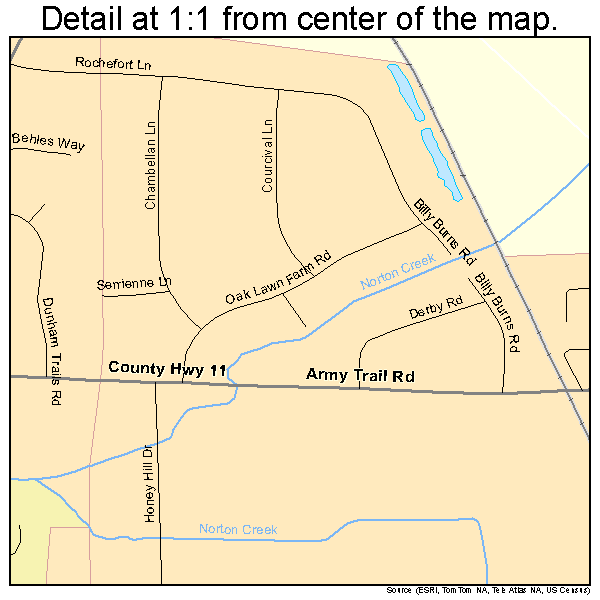 Wayne, Illinois road map detail