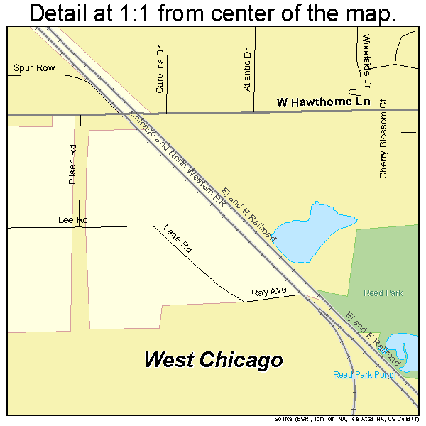 West Chicago, Illinois road map detail