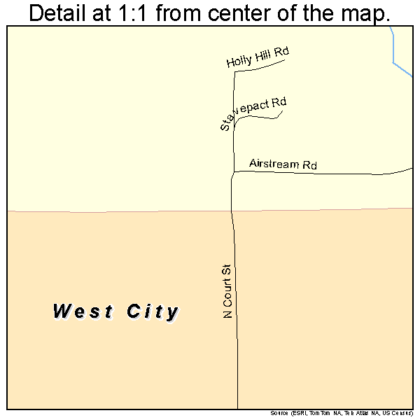 West City, Illinois road map detail
