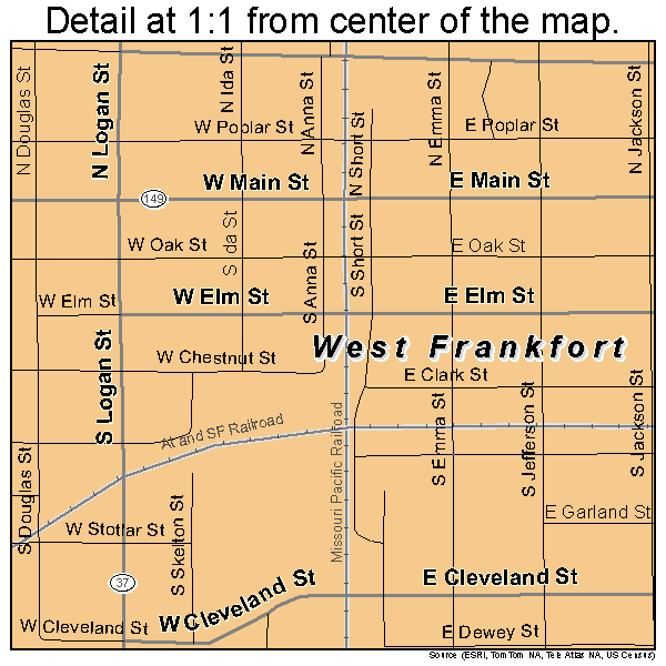 West Frankfort, Illinois road map detail