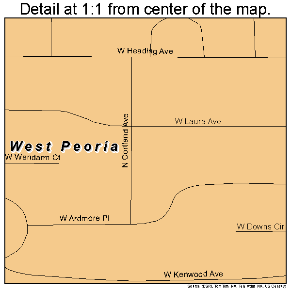 West Peoria, Illinois road map detail