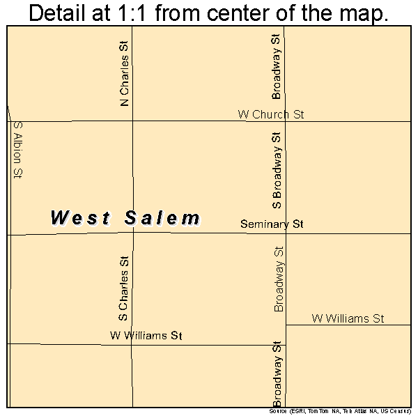 West Salem, Illinois road map detail