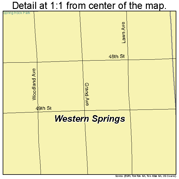 Western Springs, Illinois road map detail