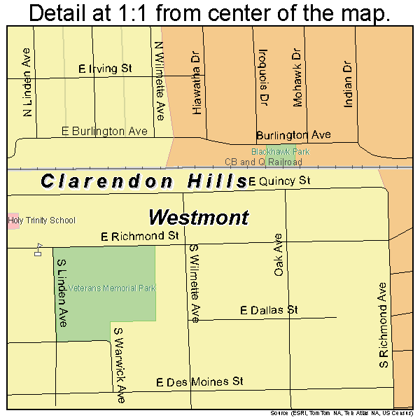 Westmont, Illinois road map detail