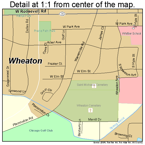 Wheaton, Illinois road map detail