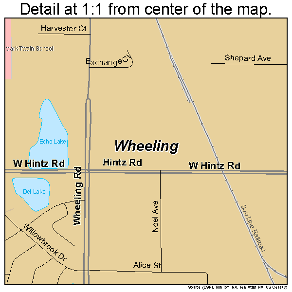 Wheeling, Illinois road map detail