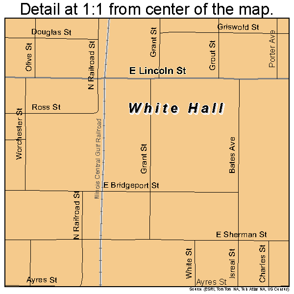 White Hall, Illinois road map detail