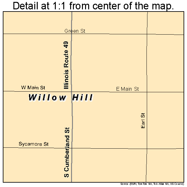 Willow Hill, Illinois road map detail