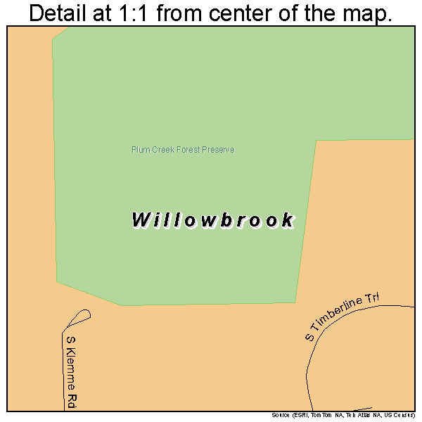 Willowbrook, Illinois road map detail
