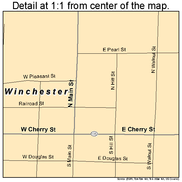 Winchester, Illinois road map detail