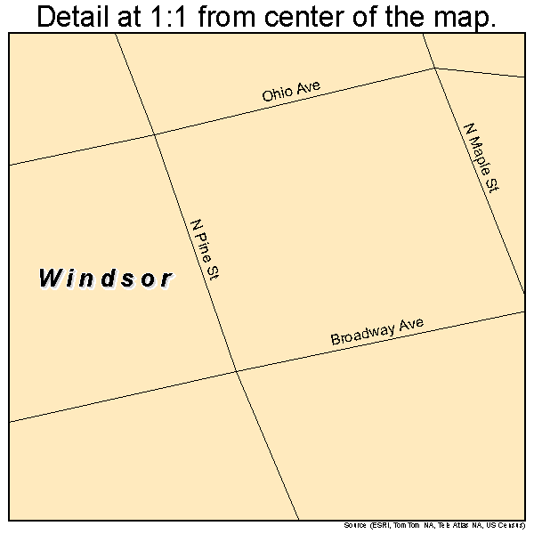 Windsor, Illinois road map detail