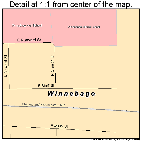 Winnebago, Illinois road map detail
