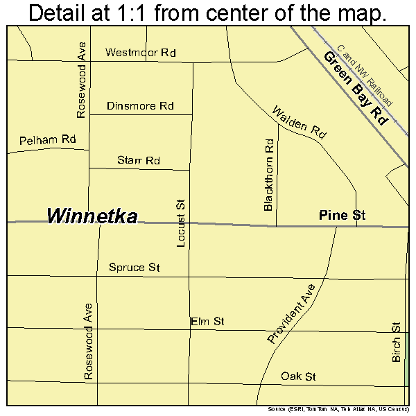 Winnetka, Illinois road map detail