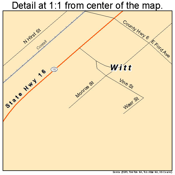 Witt, Illinois road map detail