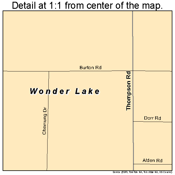 Wonder Lake, Illinois road map detail