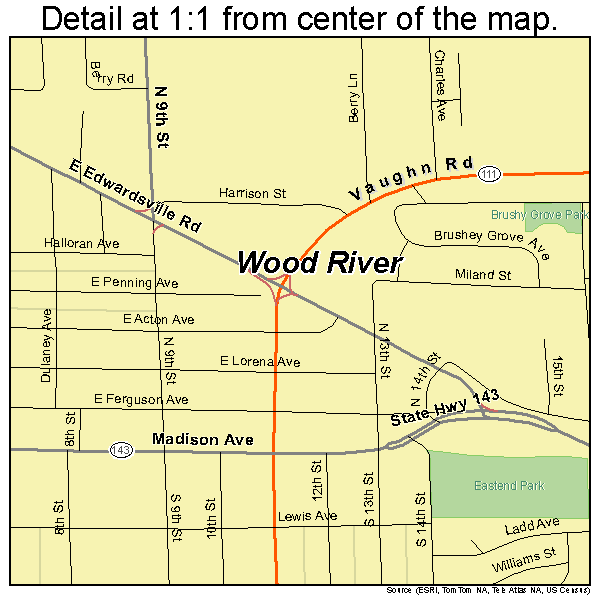 Wood River, Illinois road map detail