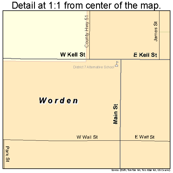 Worden, Illinois road map detail